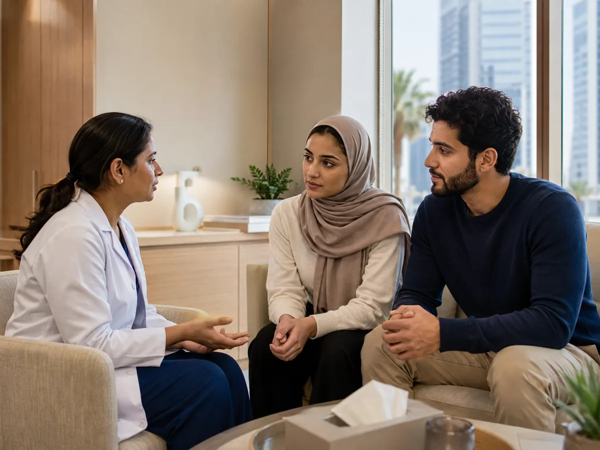 Healthcare professional discussing safe sexual health practices during a private consultation